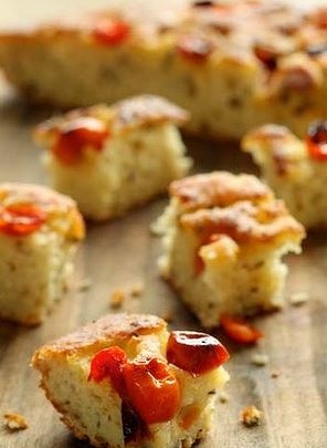 POTATO FOCACCIA WITH TOMATOES AND OLIVES